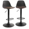 KAYELLES Lot De 2 Tabourets De Bar Design Réglable Pivotant SIG (Noir Intégral - Marron) -Electroménager Soldes tabouret de bar 9148235