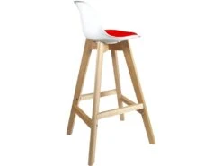 KAYELLES Lot De 2 Chaises De Bar Scandinave MALI (Blanc Rouge) -Electroménager Soldes tabouret de bar 9148331