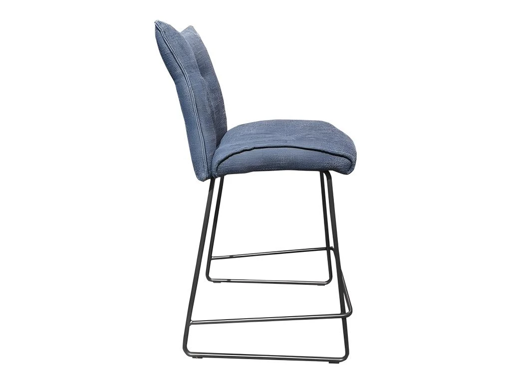 Chaise De Bar En Tissu Gris Avec Piètement En Métal Noir Mat - LUCKY 5 Chaise De Bar En Tissu Gris Avec Piètement En Métal Noir Mat - LUCKY – Image 3