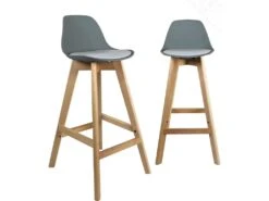 KAYELLES Lot De 2 Chaises De Bar Scandinave MALI (Girs)