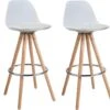 Lot De 2 Tabourets De Bar Blanc Avec Pieds Bois Et Métal - Diana -Electroménager Soldes tabouret de bar 9148445