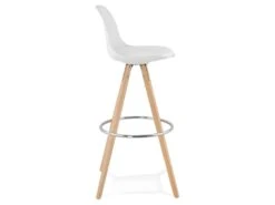 Lot De 2 Tabourets De Bar Blanc Avec Pieds Bois Et Métal - Diana -Electroménager Soldes tabouret de bar 9148449