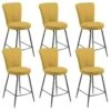 PARIL - Lot De 6 Tabourets De Bar Matelassés Jaunes -Electroménager Soldes tabouret de bar 9217115