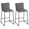 TEODORE - Lot De 2 Tabourets De Bar Tissu Gris -Electroménager Soldes tabouret de bar 9217119