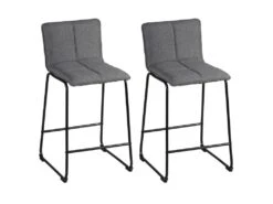 TEODORE - Lot De 2 Tabourets De Bar Tissu Gris