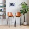 Lot De 2 Tabourets De Bar Vintage LUCIEN Cognac - Hauteur D'assise 75cm - HAPPY GARDEN