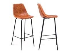 Lot De 2 Tabourets De Bar Vintage LUCIEN Cognac - Hauteur D'assise 75cm - HAPPY GARDEN -Electroménager Soldes tabouret de bar 9217175