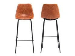 Lot De 2 Tabourets De Bar Vintage LUCIEN Cognac - Hauteur D'assise 75cm - HAPPY GARDEN -Electroménager Soldes tabouret de bar 9217177