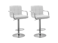 Lot De 2 Tabourets De Bar Blanc Avec Accoudoirs MIKE - HAPPY GARDEN -Electroménager Soldes tabouret de bar 9217193
