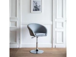 Tabouret De Bar En Simili Gris GABIN - HAPPY GARDEN