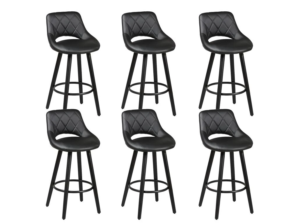 NIELS - Lot De 6 Tabourets Noirs 3 NIELS - Lot De 6 Tabourets Noirs
