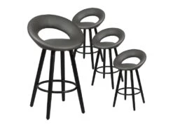 LOTHAR - Lot De 4 Tabourets Gris Et Noirs