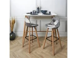 GIADA - Lot De 2 Tabourets De Bar Patchwork Motifs Grisés 9 GIADA - Lot De 2 Tabourets De Bar Patchwork Motifs Grisés -Electroménager Soldes tabouret de bar 9217427