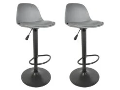 NEWTON - Lot De 2 Tabourets De Bar Coloris Gris