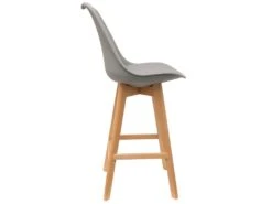 PARSA - Lot De 2 Chaises De Bar Grises Et Pieds Bois -Electroménager Soldes tabouret de bar 9217449