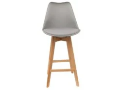 PARSA - Lot De 2 Chaises De Bar Grises Et Pieds Bois -Electroménager Soldes tabouret de bar 9217451