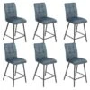 JOHN - Lot De 6 Tabourets De Bar Capitonnés Bleu Gris -Electroménager Soldes tabouret de bar 9217475
