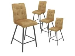 JOHN - Lot De 4 Tabourets De Bar Capitonnés Jaune
