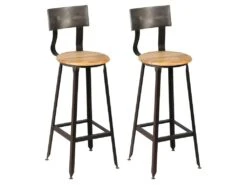 INDUS - Lot De 2 Tabourets De Bar Industriel H75