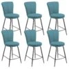 PARIL - Lot De 6 Tabourets De Bar Matelassés Bleus -Electroménager Soldes tabouret de bar 9217633