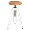 THIBERT - Tabouret Métal Blanc Et Bois Massif 2 THIBERT - Tabouret Métal Blanc Et Bois Massif -Electroménager Soldes tabouret de bar 9217651
