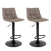 MAGNUS - Lot De 2 Tabourets Acier Et Tissu Marron Clair -Electroménager Soldes tabouret de bar 9217657