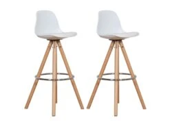 Lot De 2 Tabourets Scandinaves TOBIAS Blancs Avec Coussin - HAPPY GARDEN -Electroménager Soldes tabouret de bar 9217695