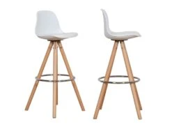 Lot De 2 Tabourets Scandinaves TOBIAS Blancs Avec Coussin - HAPPY GARDEN -Electroménager Soldes tabouret de bar 9217697