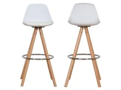 Lot De 2 Tabourets Scandinaves TOBIAS Blancs Avec Coussin - HAPPY GARDEN -Electroménager Soldes tabouret de bar 9217699