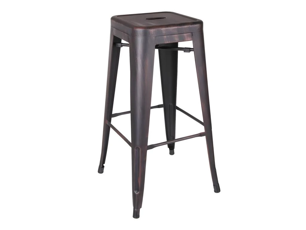 BOBBY - Lot De 2 Tabourets Hauts Métalliques Noir Vieilli H76.5cm 4 BOBBY - Lot De 2 Tabourets Hauts Métalliques Noir Vieilli H76.5cm – Image 2