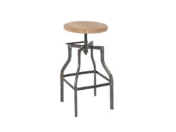 SILPA - Tabouret De Bar Pieds Métal Et Assise Bois