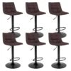 MAGNUS - Lot De 6 Tabourets Acier Et Tissu Marron Foncé -Electroménager Soldes tabouret de bar 9217811