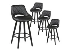 NIELS - Lot De 4 Tabourets Noirs