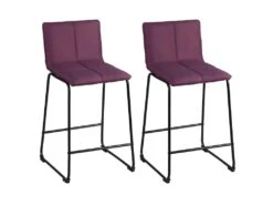 TEODORE - Lot De 2 Tabourets De Bar Tissu Violet