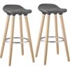 BIBENNE - Lot De 2 Tabourets De Bar Gris Et Pieds Aspect Bois 1 BIBENNE - Lot De 2 Tabourets De Bar Gris Et Pieds Aspect Bois -Electroménager Soldes tabouret de bar 9218039