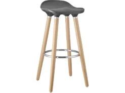 BIBENNE - Lot De 2 Tabourets De Bar Gris Et Pieds Aspect Bois -Electroménager Soldes tabouret de bar 9218043