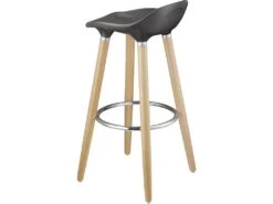 BIBENNE - Lot De 2 Tabourets De Bar Gris Et Pieds Aspect Bois -Electroménager Soldes tabouret de bar 9218045
