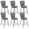 PARIL - Lot De 6 Tabourets De Bar Matelassés Gris
