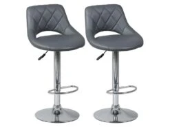 HAMILTON - Lot De 2 Tabourets De Bar Gris