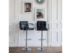 Lot De 2 Tabourets De Bar Noir Avec Accoudoirs MIKE - HAPPY GARDEN
