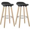 BIBENNE - Lot De 2 Tabourets De Bar Noir Et Pieds Aspect Bois -Electroménager Soldes tabouret de bar 9218229