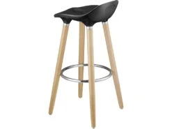 BIBENNE - Lot De 2 Tabourets De Bar Noir Et Pieds Aspect Bois -Electroménager Soldes tabouret de bar 9218235