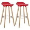 BIBENNE - Lot De 2 Tabourets De Bar Rouge Et Pieds Aspect Bois -Electroménager Soldes tabouret de bar 9218349