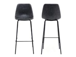 Lot De 2 Tabourets De Bar Vintage LUCIEN Gris Foncé - Hauteur D'assise 75cm - HAPPY GARDEN -Electroménager Soldes tabouret de bar 9218363