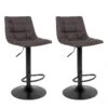 MAGNUS - Lot De 2 Tabourets Acier Et Tissu Gris -Electroménager Soldes tabouret de bar 9218377