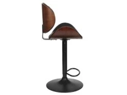 ROKIA - Tabouret De Bar Simili Noir Et Contreplaqué Marron -Electroménager Soldes tabouret de bar 9218427