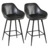 THOME - Lot De 2 Tabourets De Bar Simili Noir