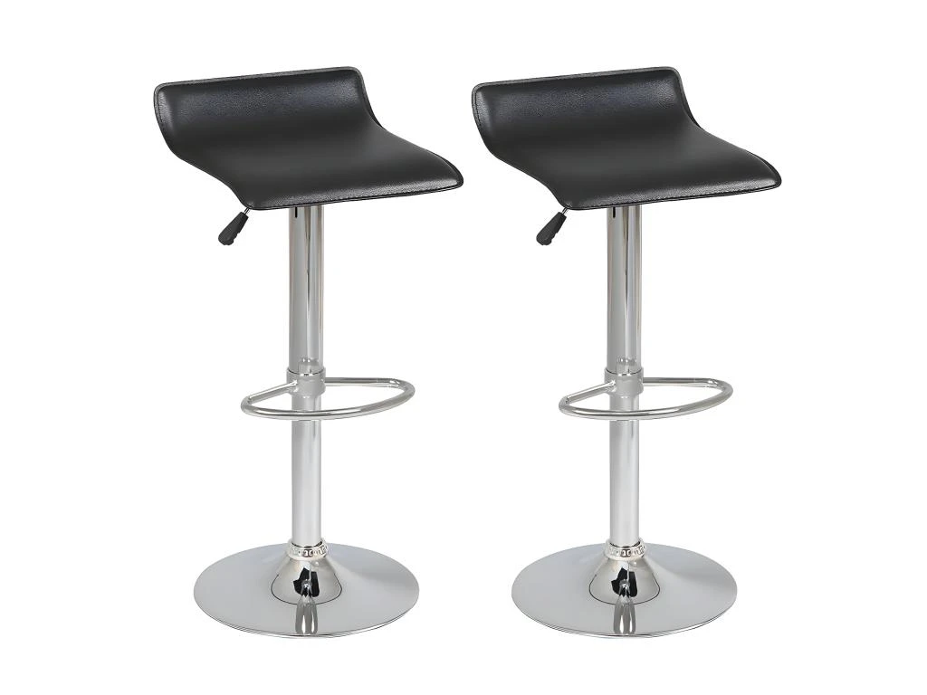 TARAN - Lot De 2 Tabourets De Bar Simili Noir 3 TARAN - Lot De 2 Tabourets De Bar Simili Noir