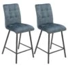 JOHN - Lot De 2 Tabourets De Bar Capitonnés Bleu Gris -Electroménager Soldes tabouret de bar 9218723