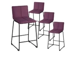 TEODORE - Lot De 4 Tabourets De Bar Tissu Violet